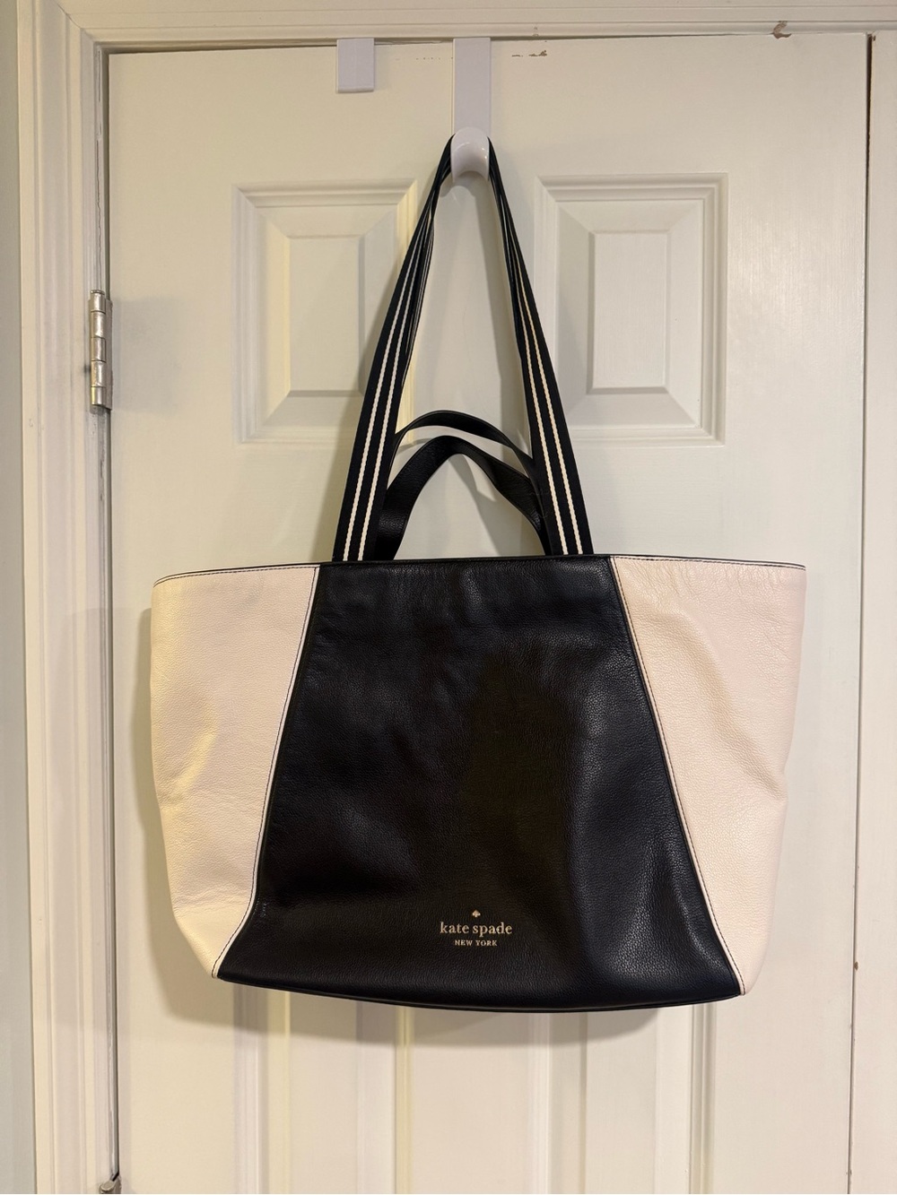 Kate Spade Two-Tone Black and Cream Rosie large Leather Tote